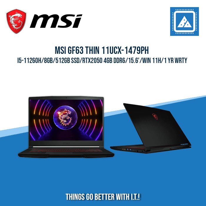 MSI GF63 THIN 11UCX-1479PH i5-11260H/8GB/512GB SSD/RTX2050 4GB DDR6 | BEST FOR GAMING AND AUTOCAD LAPTOP MSI GF63 THIN 11UCX-1479PH i5-11260H/8GB/512GB SSD/RTX2050 4GB DDR6 | BEST FOR GAMING AND AUTOCAD LAPTOP